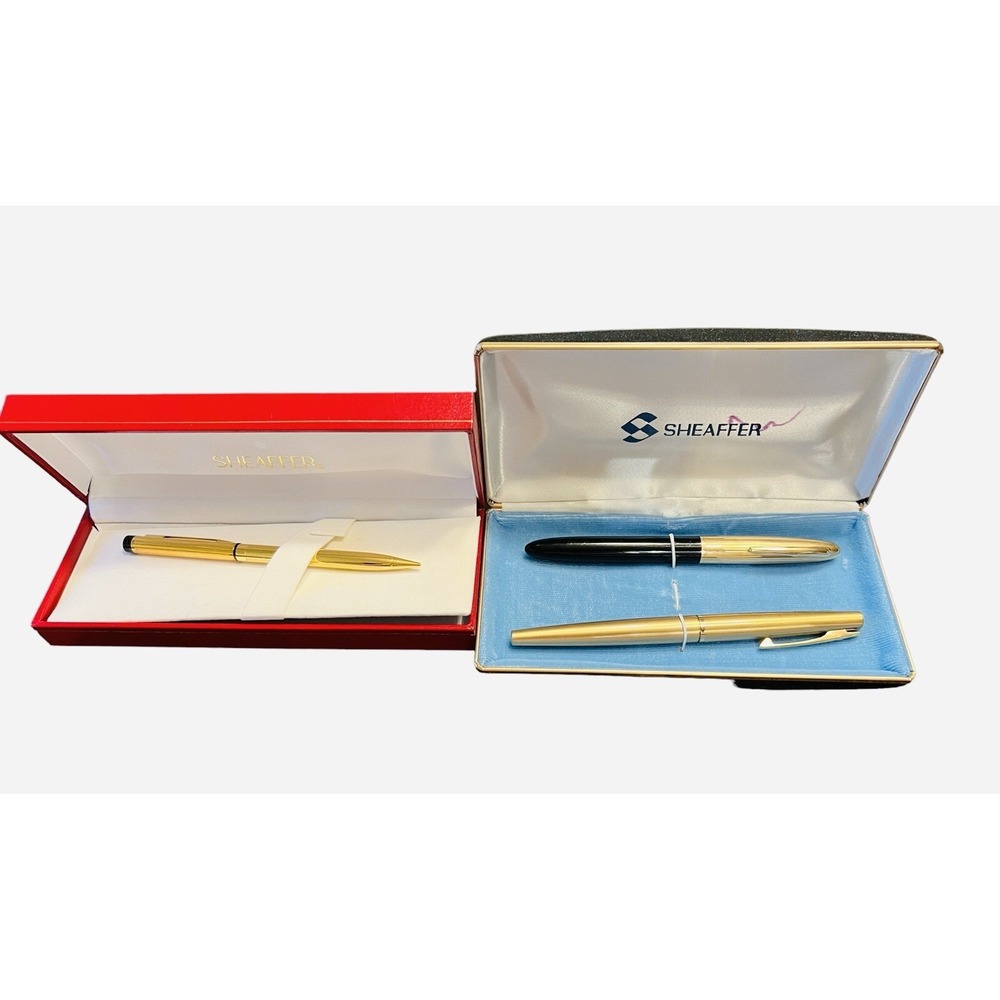 Vintage Sheaffer Fountain Pen, Ballpoint Pen & Pencil 14kt Gold Filled Set